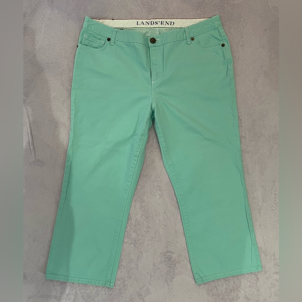 Lands' End Women’s Teal Original Fit, Modern Waist, Boot Leg Pants